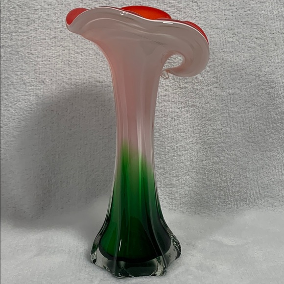 Murano Glass Flower Vase Handcrafted Jack In The Pulpit - Picture 3 of 10